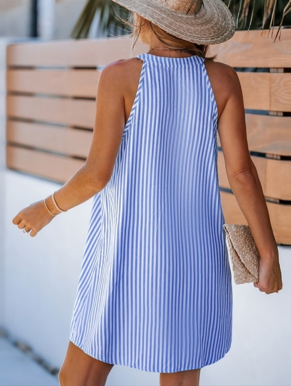 NWT Cupshe Dreds Seaside Elegance Royal Striped Mini Medium - Picture 2 of 6
